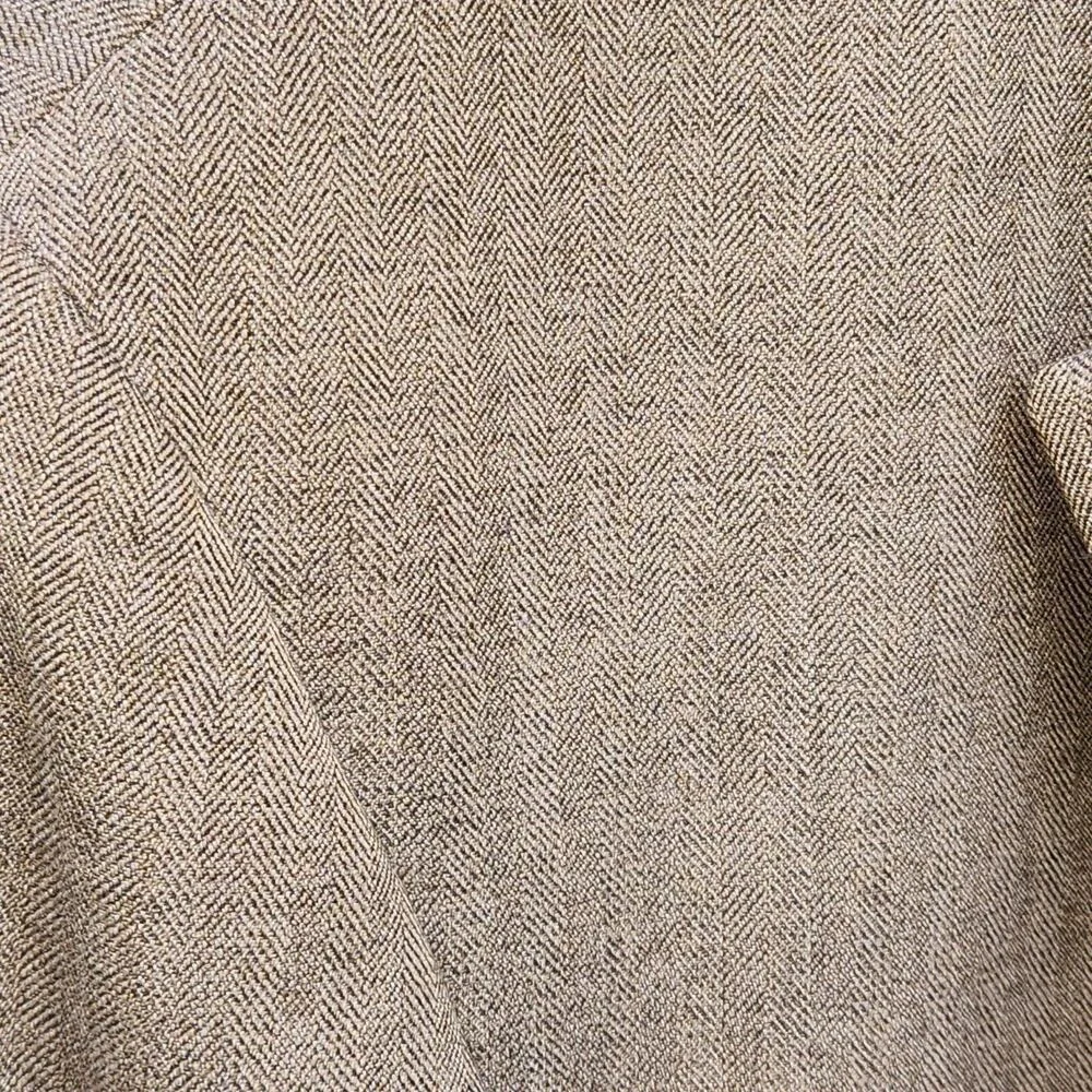 46 HAGGAR Beige Brown Blazer Mini Herringbone Academia Jacket Sport Coat TAN 46L